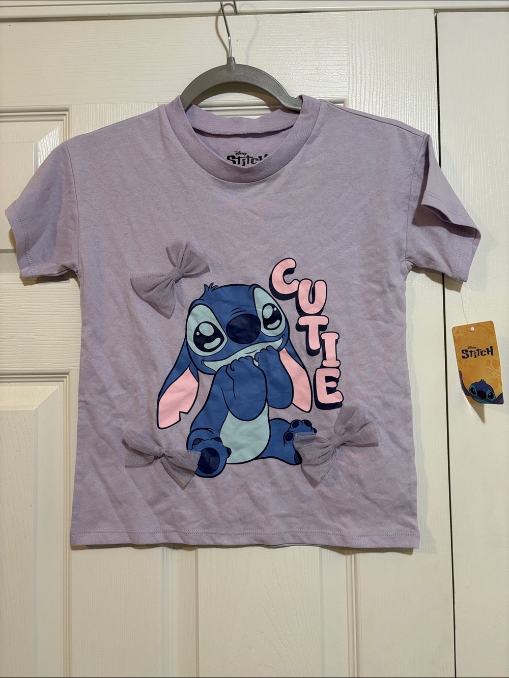 Disney Lavender Stitch 'Cutie' Graphic Tee with Bows